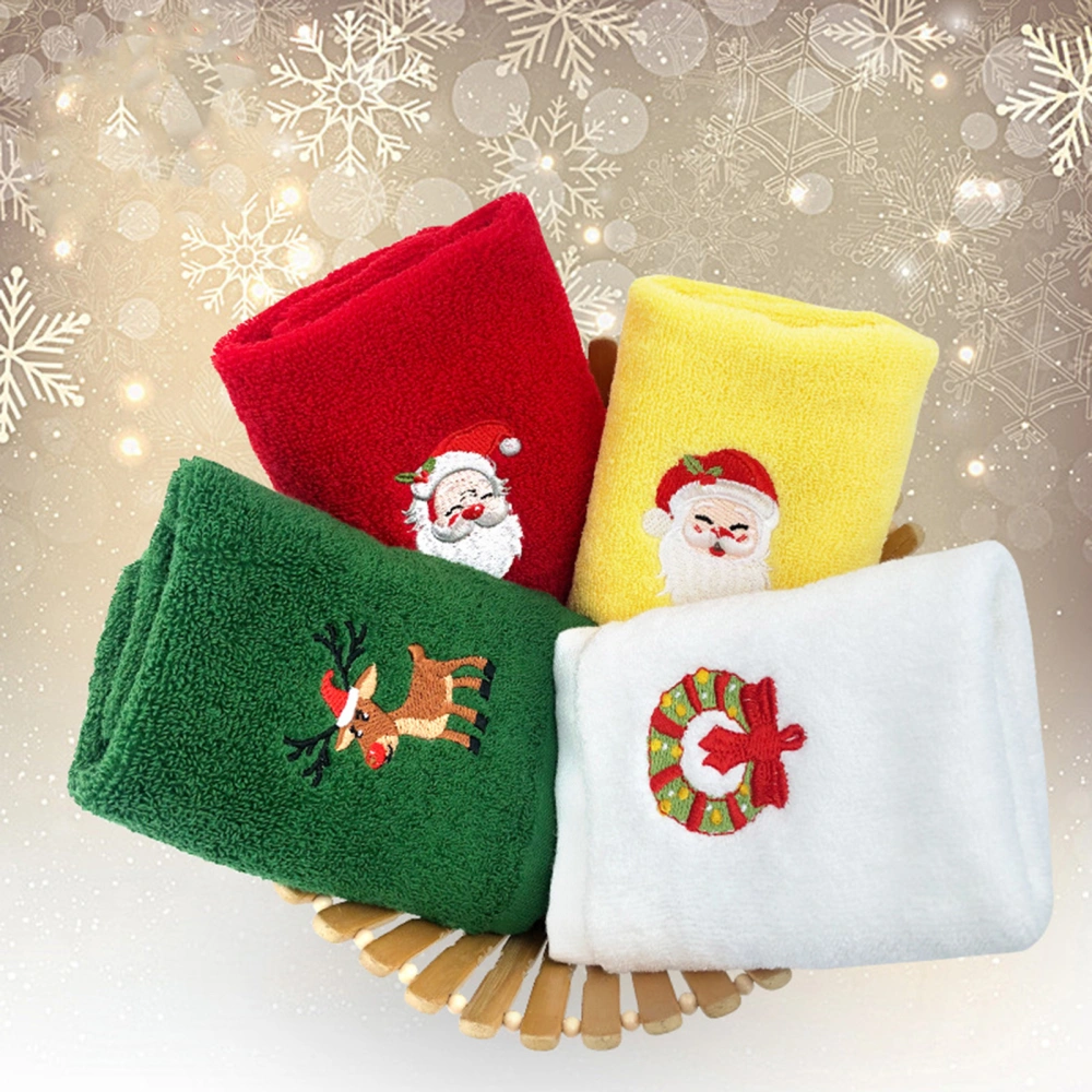 Skin-friendly Anti-deformed Christmas Towel Lightweight Lovely Snazzy Embroidered Christmas Towel for Home