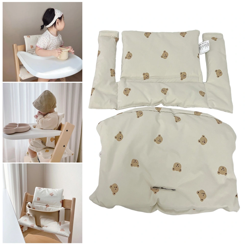 1 Set High Chair Cushion Anti-slip PP Cotton Stuffed Nordic Style Cute Bear Printing Baby Dining Seat Pad Daily Use