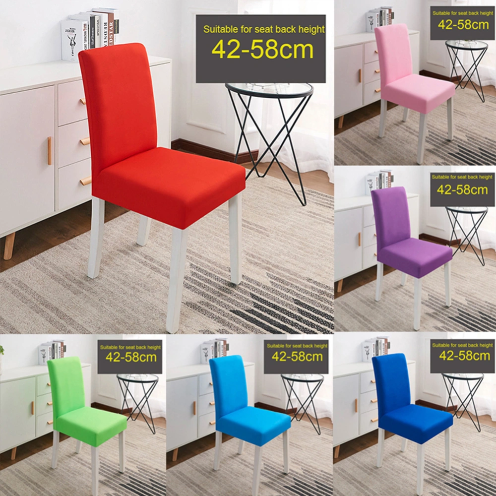 Home Restaurant Solid Color Elastic Dustproof Dining Seat Chair Protector Cover