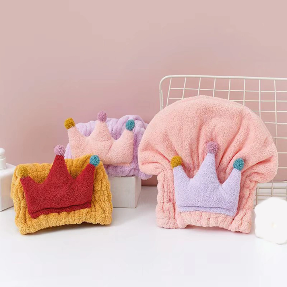 Hair Drying Cap Cartoon Craw Design Strong Water Absorption Coral Fleece Cute Children Kids Quickly Dry Hair Wrapped Towel for Daily Use