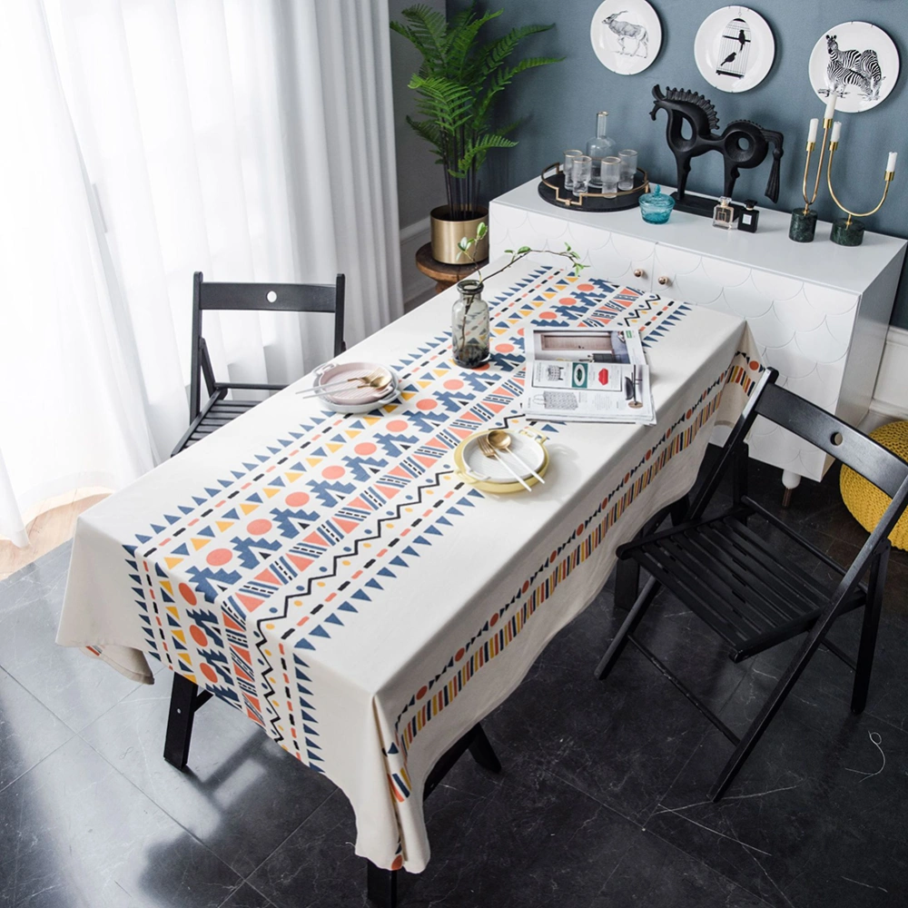 Rectangle Geometric Pattern Kitchen Dining Table Cover Tablecloth Holiday Decor