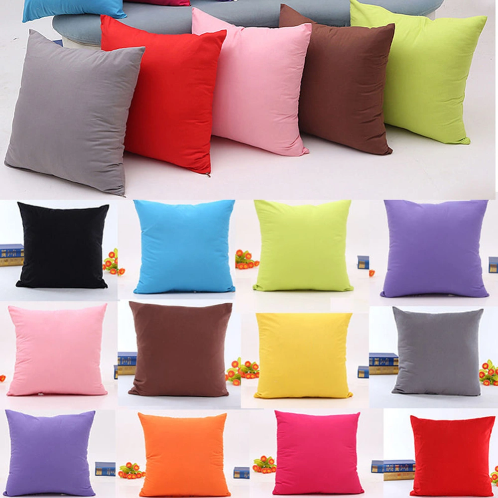 Home Room Sofa Bed Decor Solid Color Throw Pillow Case Square Cushion Cover