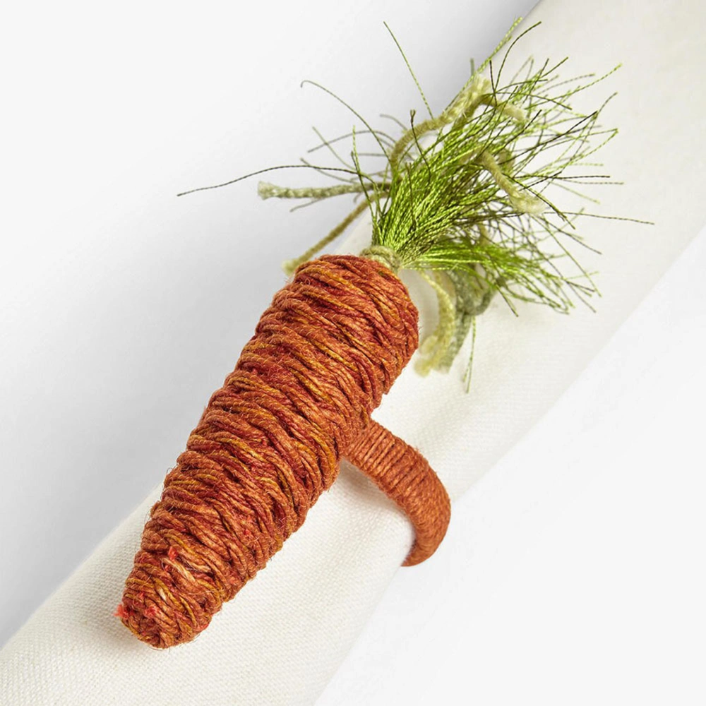 2Pcs Napkin Ring Elegant Easter Carrot Hand Woven Serviette Buckle Home Decor