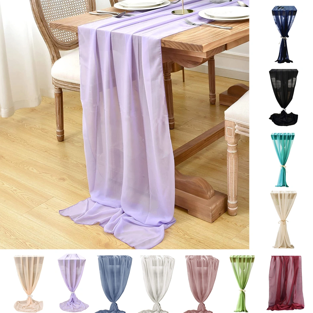 Table Runner Solid Color Decorative Romantic Chiffon Wedding Table Runner for Bridal Showers