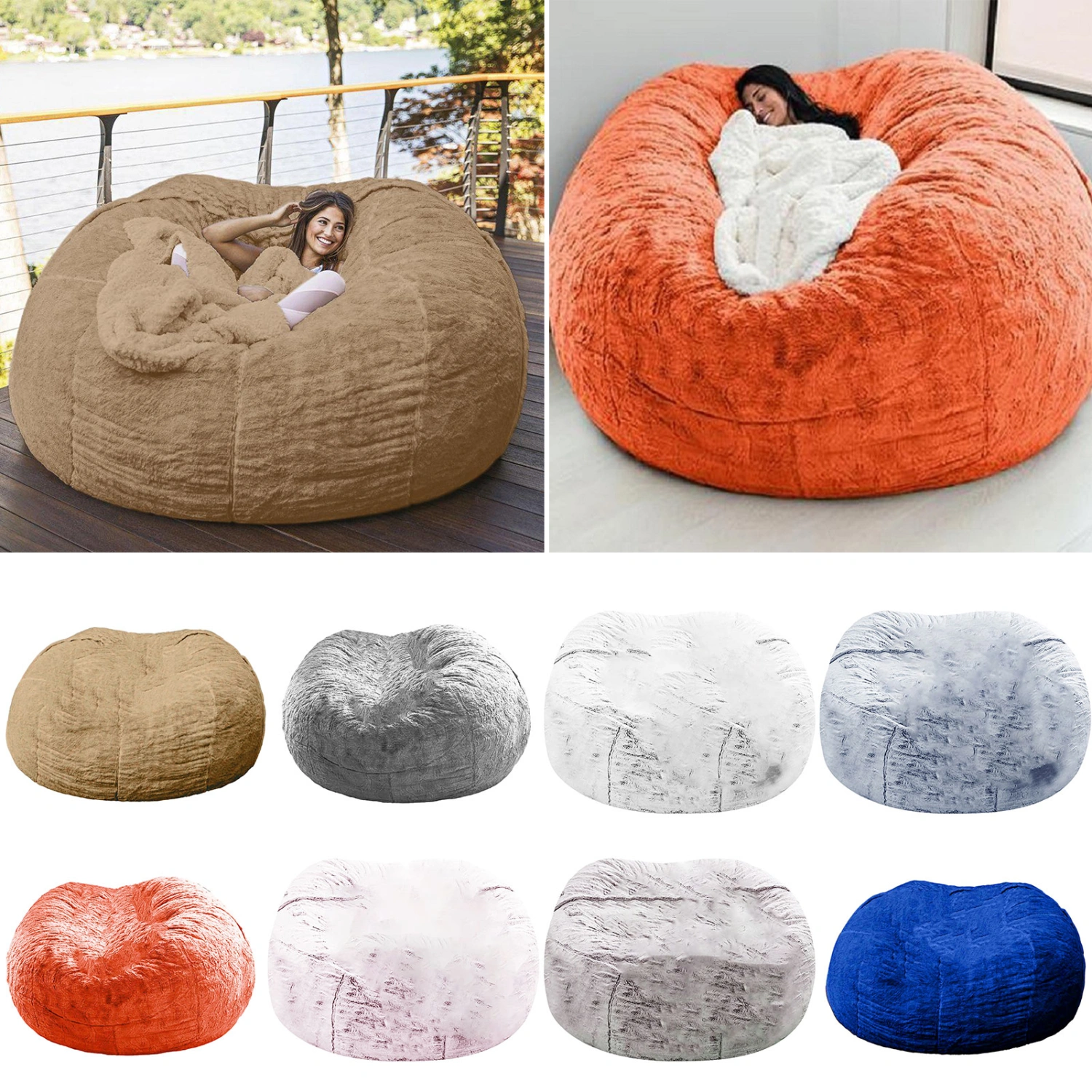 Bean Bag Cover High Elasticity Anti-scratch Inner Not Included Dust-proof Home Big Round Ultra-soft Lazy Sofa Cover Living Room