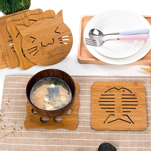 Lovely Cartoon Kitchen Table Protect Wood Cup Pad Heat Insulation Coaster Mat