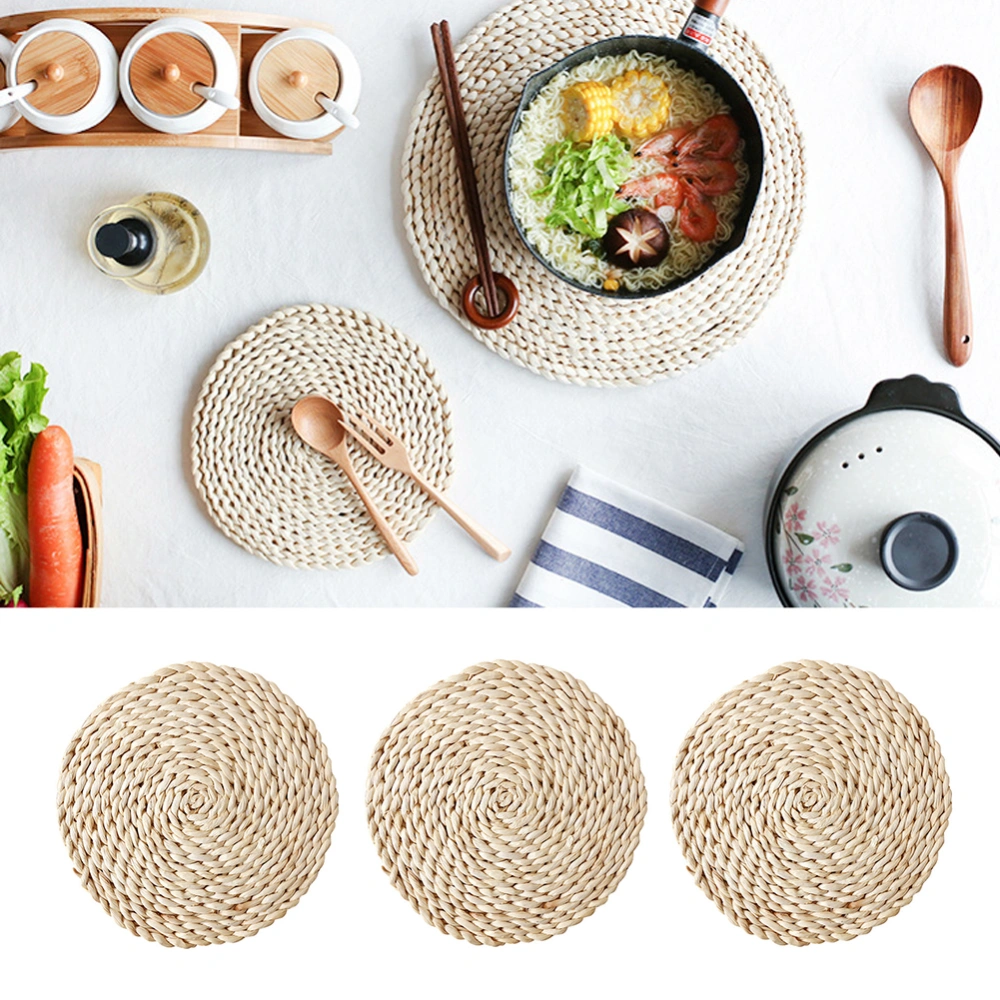 Rattan Weave Round Oval Placemat Dining Table Heat Insulation Mat Kitchen Decor