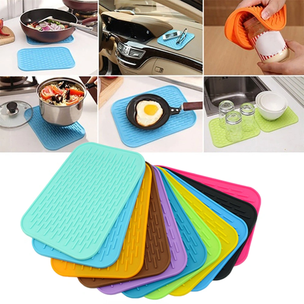 Table Mat Bright Color Heat Insulation Silicone Square Non-slip Pot Holder Pad Kitchen Supplies