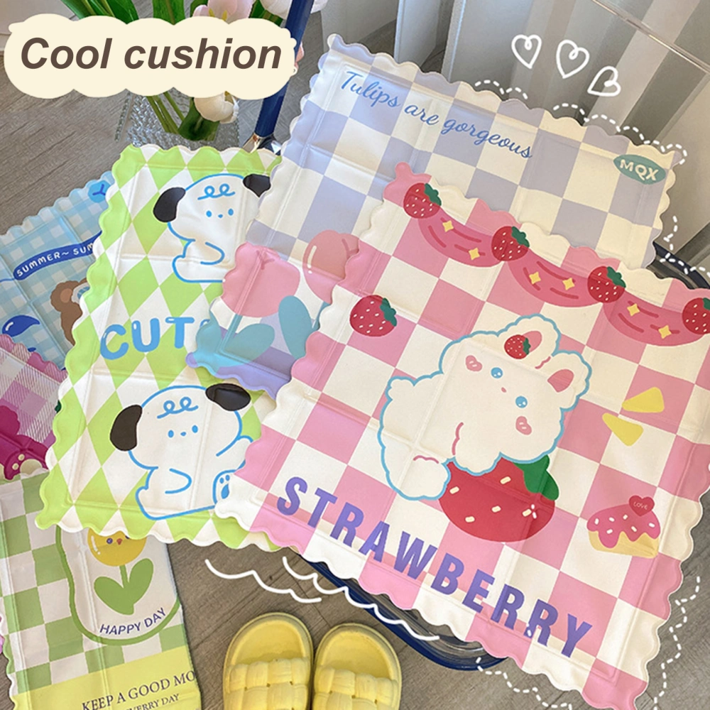 Summer Ice Pad Plaid Pattern Cartoon Prints Breathable Gel Filled Square Pad Cool Down Foldable Cooling Mat Office Chair Seat Cushion School Supplies