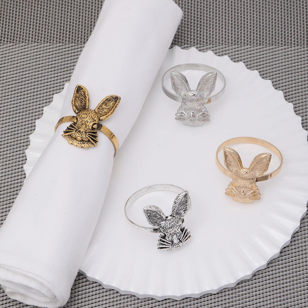 Napkin Ring Creative Shape Rust-proof Vivid Color Corrosion Resistant Smooth Edge Decorative Alloy Colorful Easter Rabbit Napkin Ring Table Decor Home Supplies