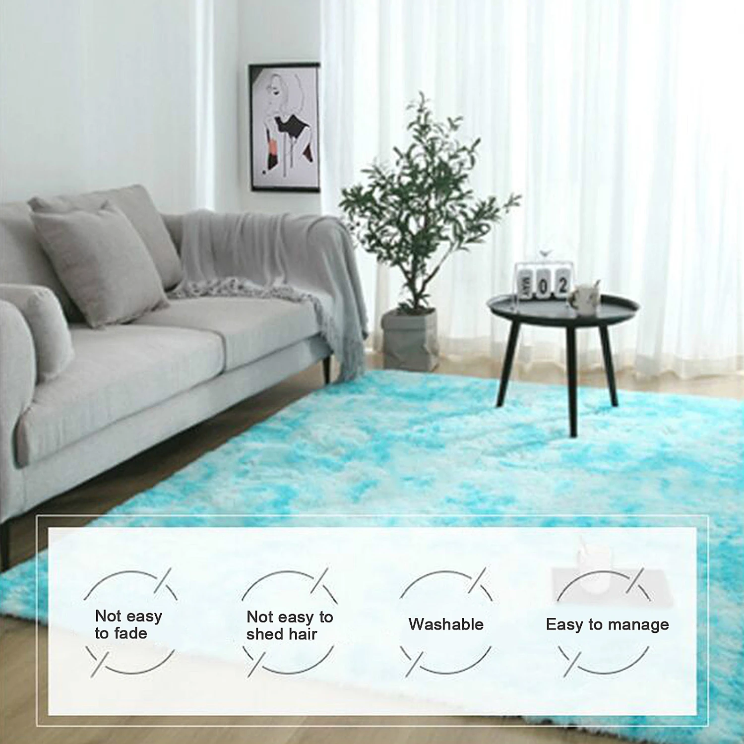 Rectangle Bandhnu Plush Floor Carpet Home Rug Living Room Mat Bedroom Decor