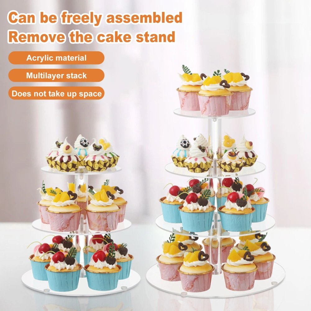 1 Set Cake Stand 3/4 Layers Transparent Round Large Capacity Easy Installation Acrylic Party Cupcake Tower Holder Wedding Supplies