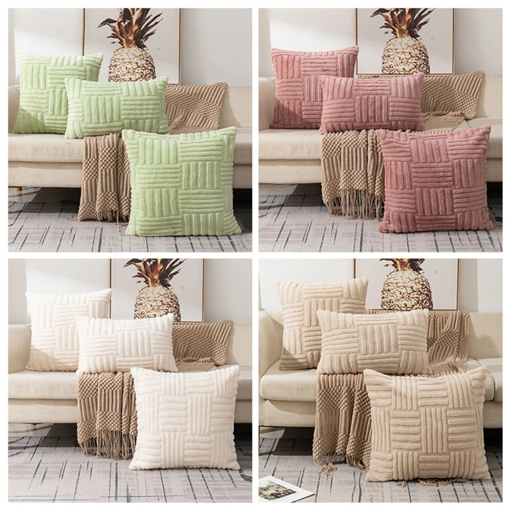 Pillow Cover Striped Design Hidden Zipper Soft Touch Removable Breathable Create Warm Atmosphere Non-Deformed Solid Color Cushion Case Livingroom Decor