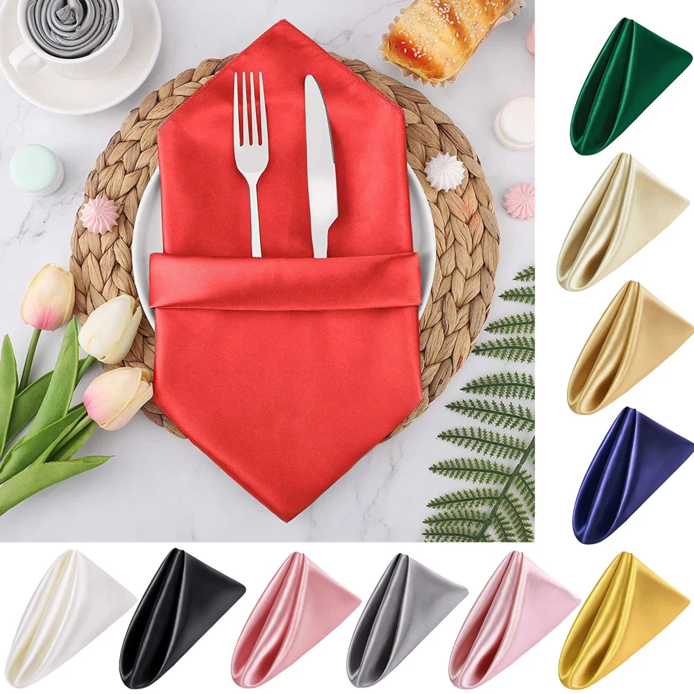 Dinner Napkin Soft Texture Comfortable Touch Elegant Satin Dining Room Table Decorating Lunch Napkin Towel Home Supplies