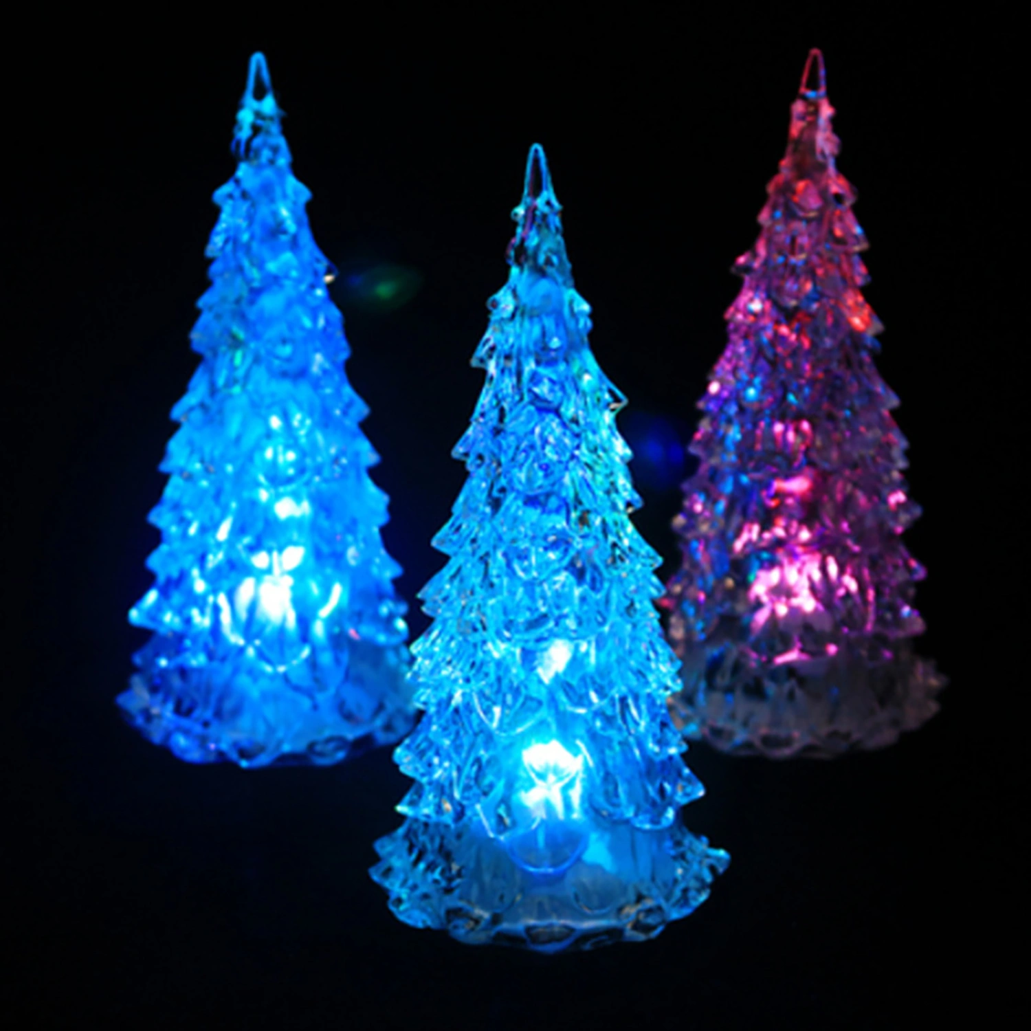 Night Light Christmas Tree Shape Color Changing Acrylic Soothing Baby LED Light Home Decor