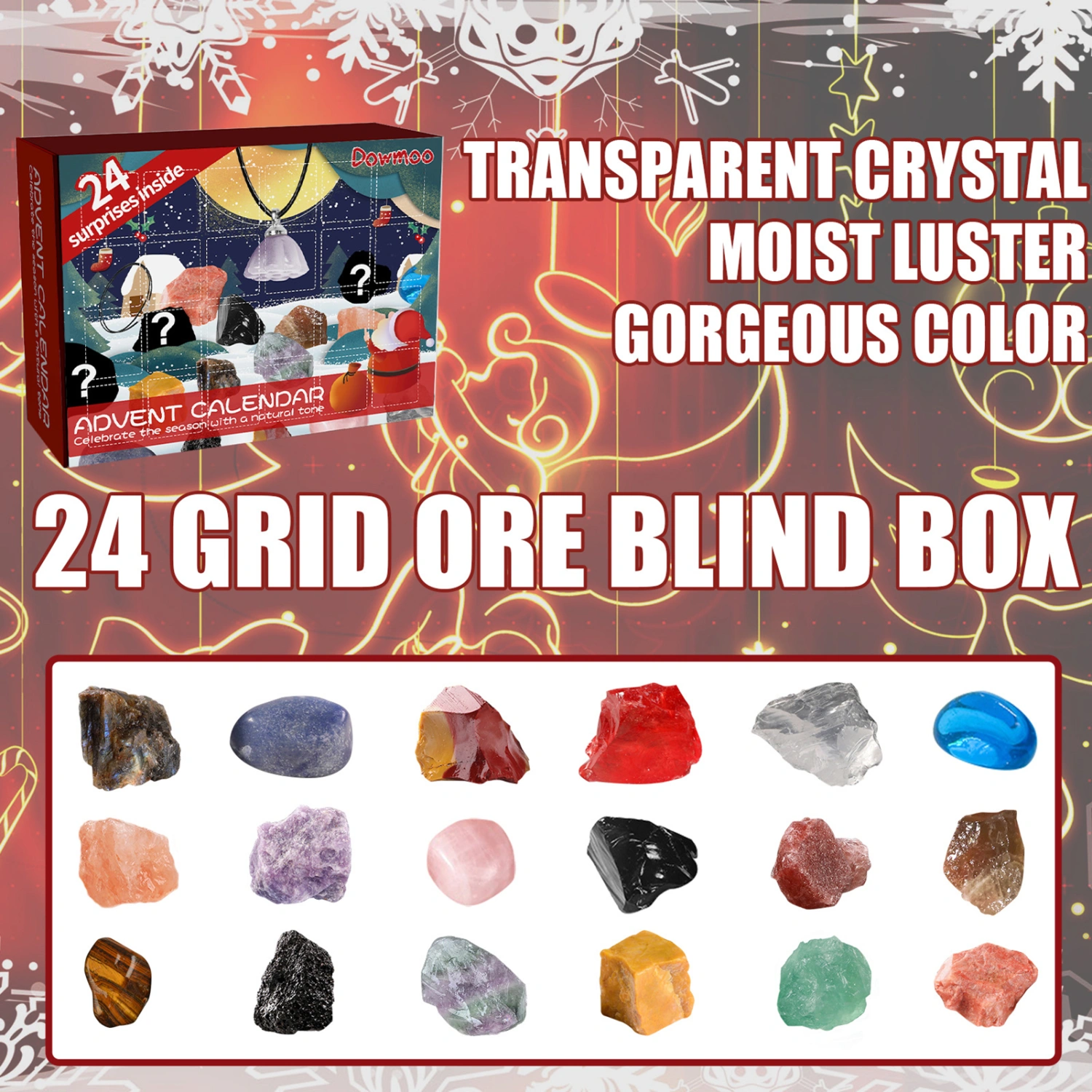 24 Grids Christmas Ore Gift Box Mystery Surprising Festive Touch Amazing Blind Box for Gifts