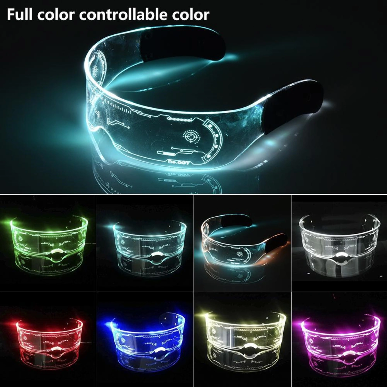 Luminous Glasses Colorful Party Decoration LED Halloween Light Up Visor Eyeglasses for Christmas