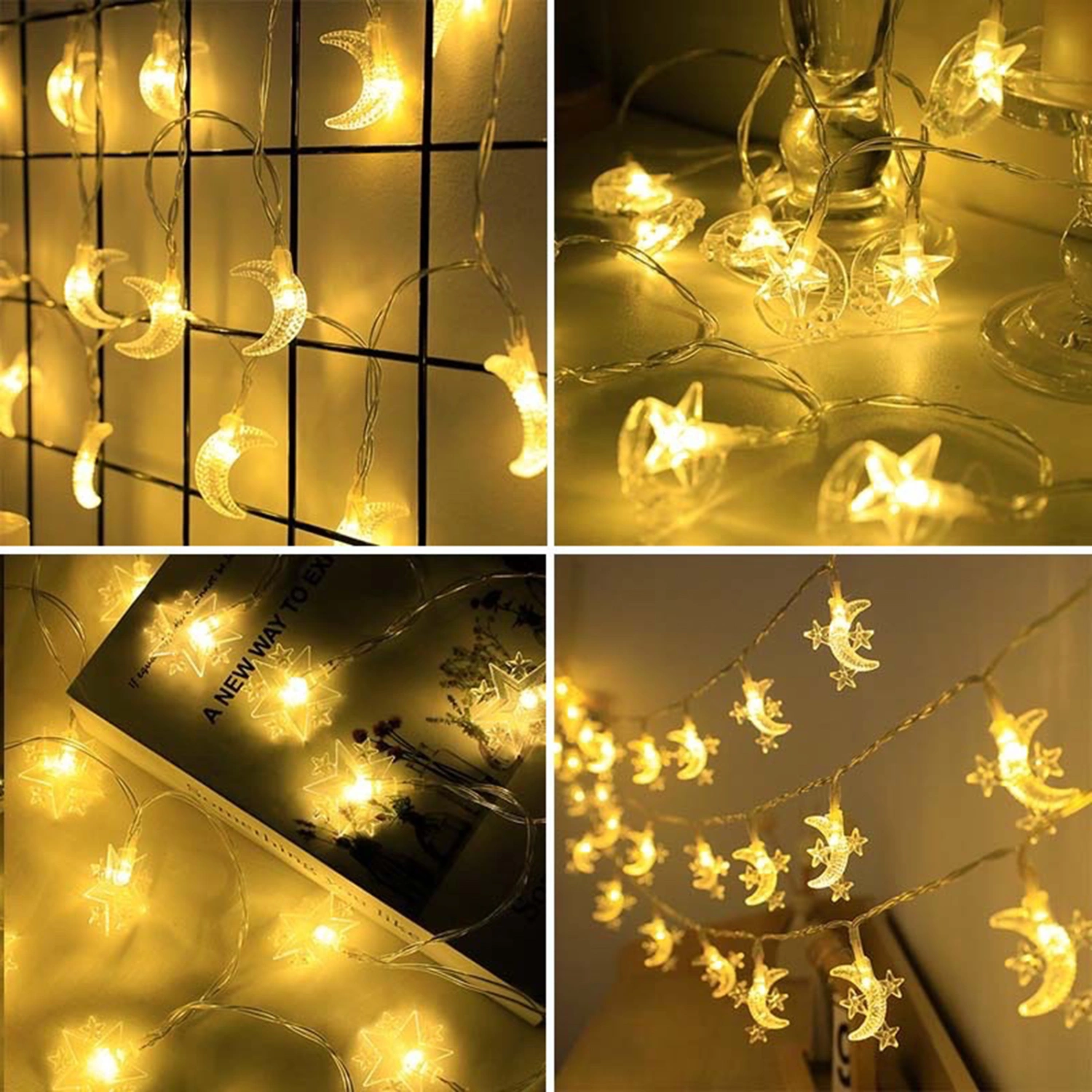 Moon String Light Exquisite Romantic Attractive Holiday Hanging Light String Moon Star Lamp Home Decor