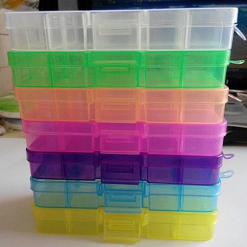 Plastic 10 Slots Adjustable Jewelry Storage Box Pill Beads Holder Case Organizer