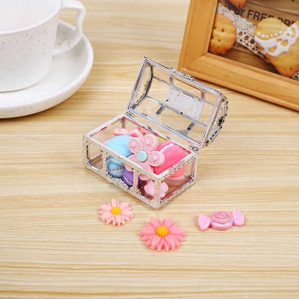 Vintage Transparent Storage Box Candy Trinket Jewelry Holder Organizer Container