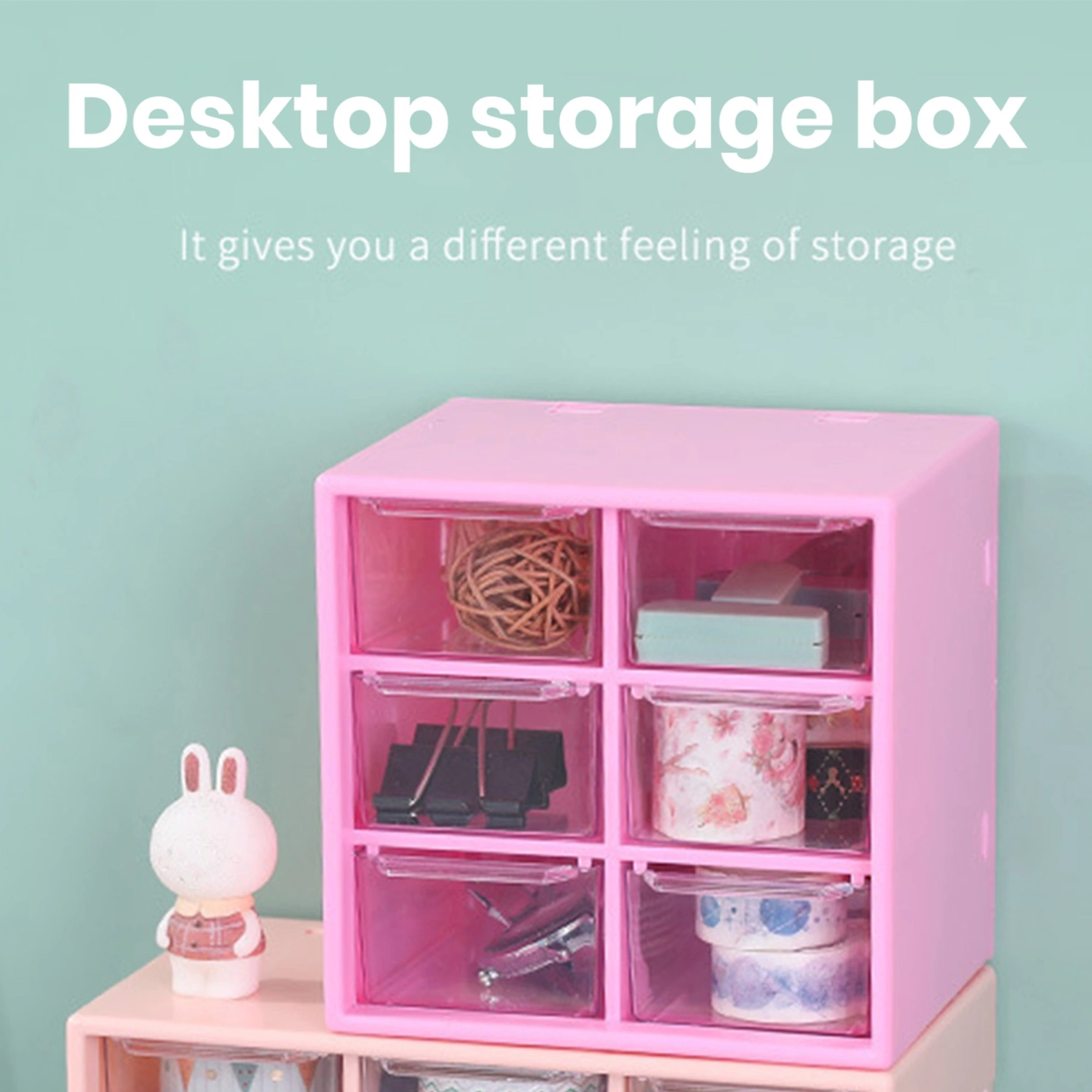 Storage Case Drawer Design Dust-proof with Handle 6 Grids Student Desk Stationery Storage Container Household Items