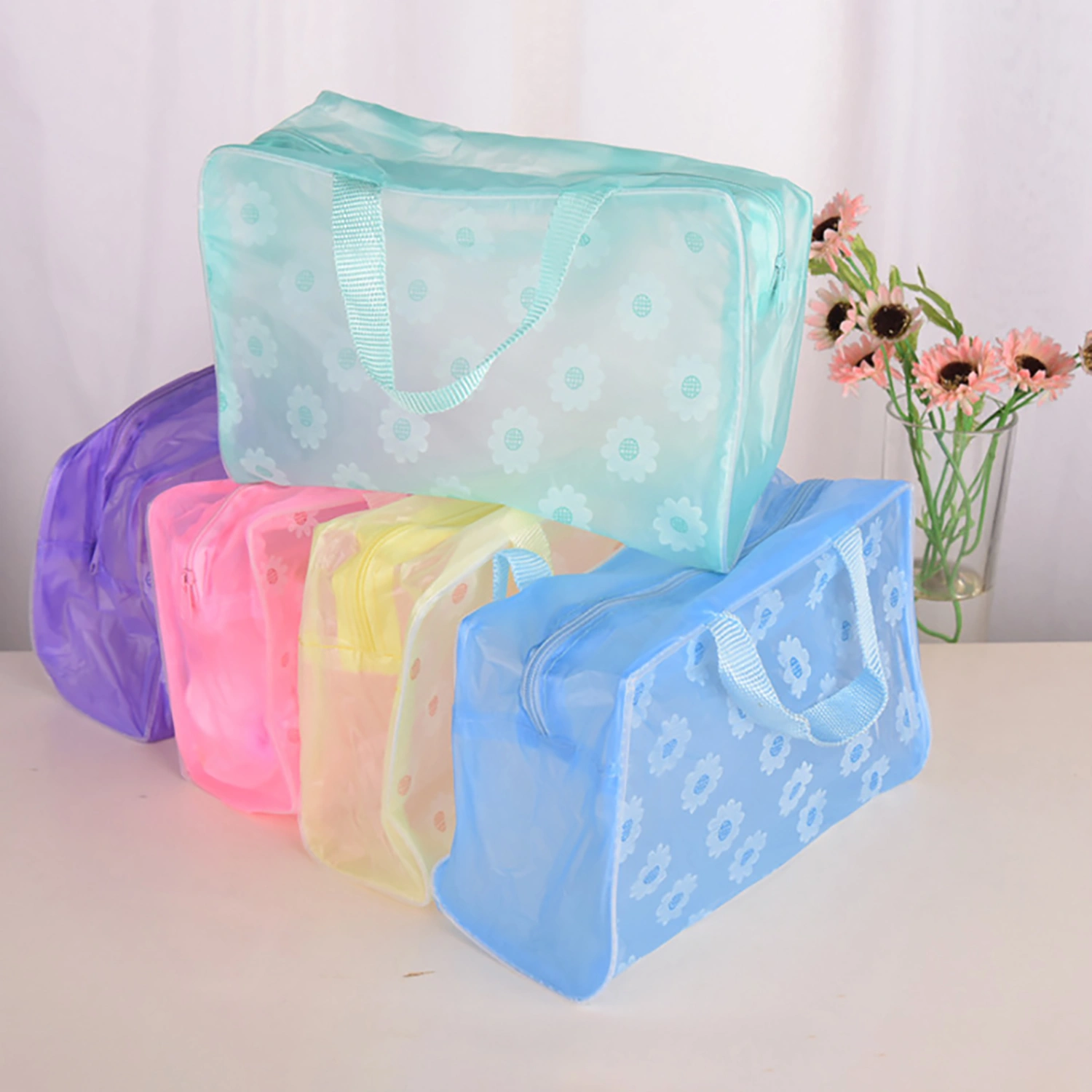 Makeup Bag Handle Design Large Capacity Durable Outdoors Beach Travel Cosmetic Storage Bag Fitness Supplies