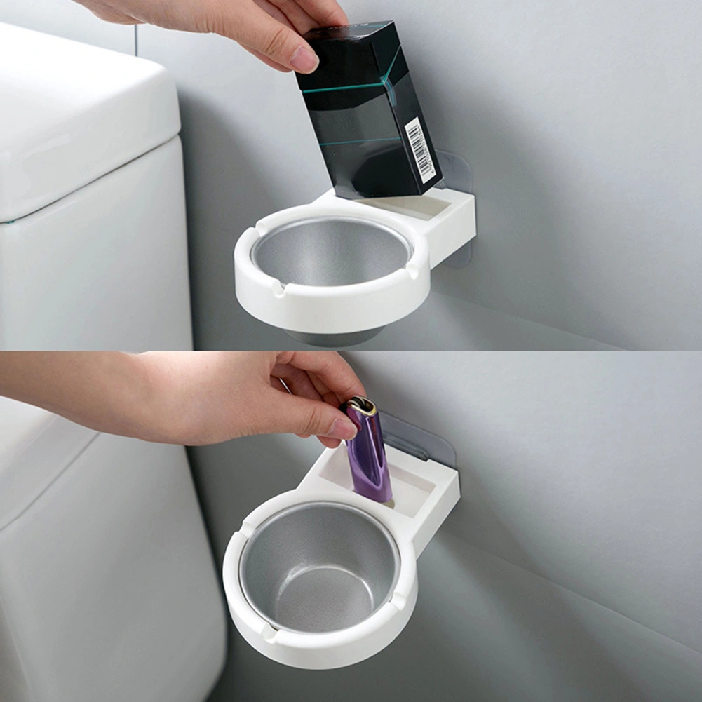 Wall Mounted Stainless Steel Ashtray Bathroom Cigarette Holder Storage Rack