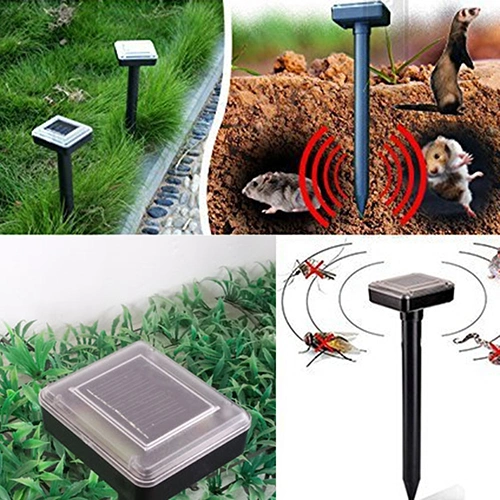 Solar Power Ultrasonic Sonic Mouse Roach Pest Garden Yard Repeller Repellent
