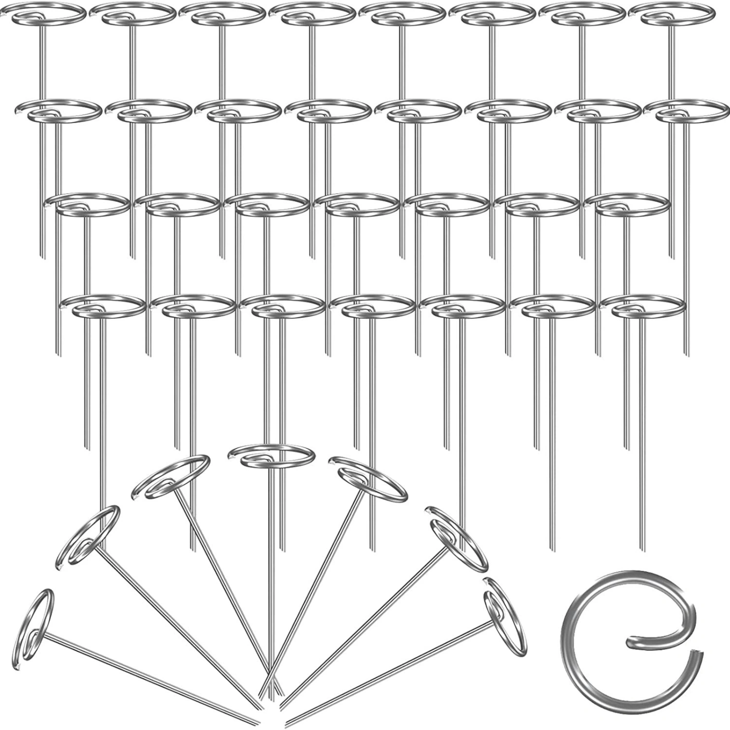20Pcs Garden Nail High Hardness Rust-free Sharp Tip Galvanized Iron G-shaped Circle Top Landscape Staple Pin Farm Supply