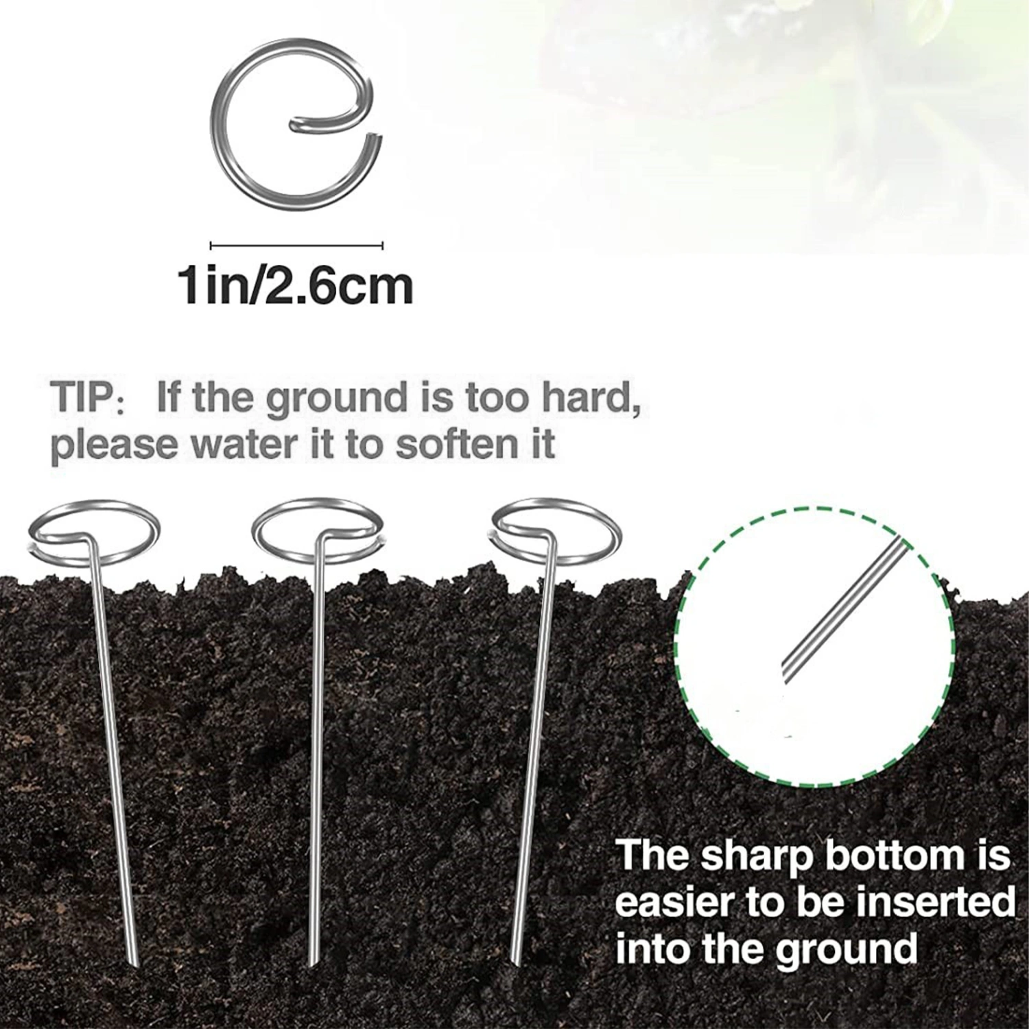 20Pcs Garden Nail High Hardness Rust-free Sharp Tip Galvanized Iron G-shaped Circle Top Landscape Staple Pin Farm Supply