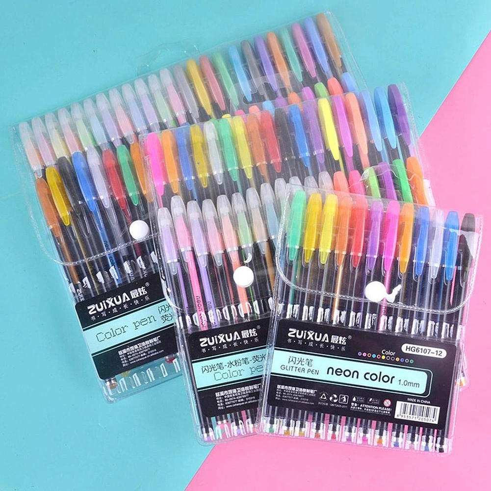 12/24/36/48Pcs Color Glitter Fluorescent Highlighter Drawing Marker Write Pens