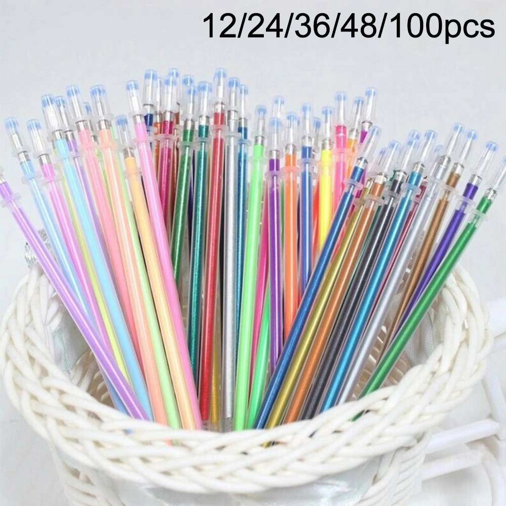 12/24/36/48/100Pcs Multicolor 1mm Writing Painting Gel Pen Replaceable Refills