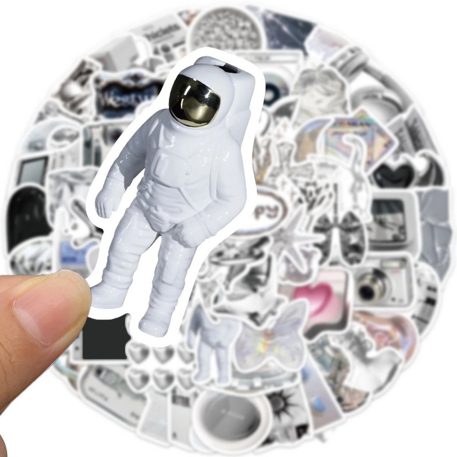 66Pcs Graffiti Stickers Various Aesthetic Simple Style Silver Color Cute Decals DIY Vinyl Art Waterproof Suitcase Laptop Water Bottle Guitar Cartoon Stickers Children Gift