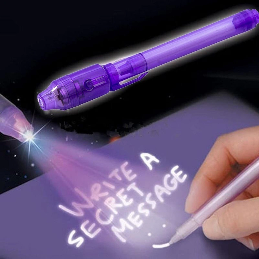 4Pcs 2 in 1 Luminous Light Pen UV Writing Invisible Ink Marker Kids Drawing Gift