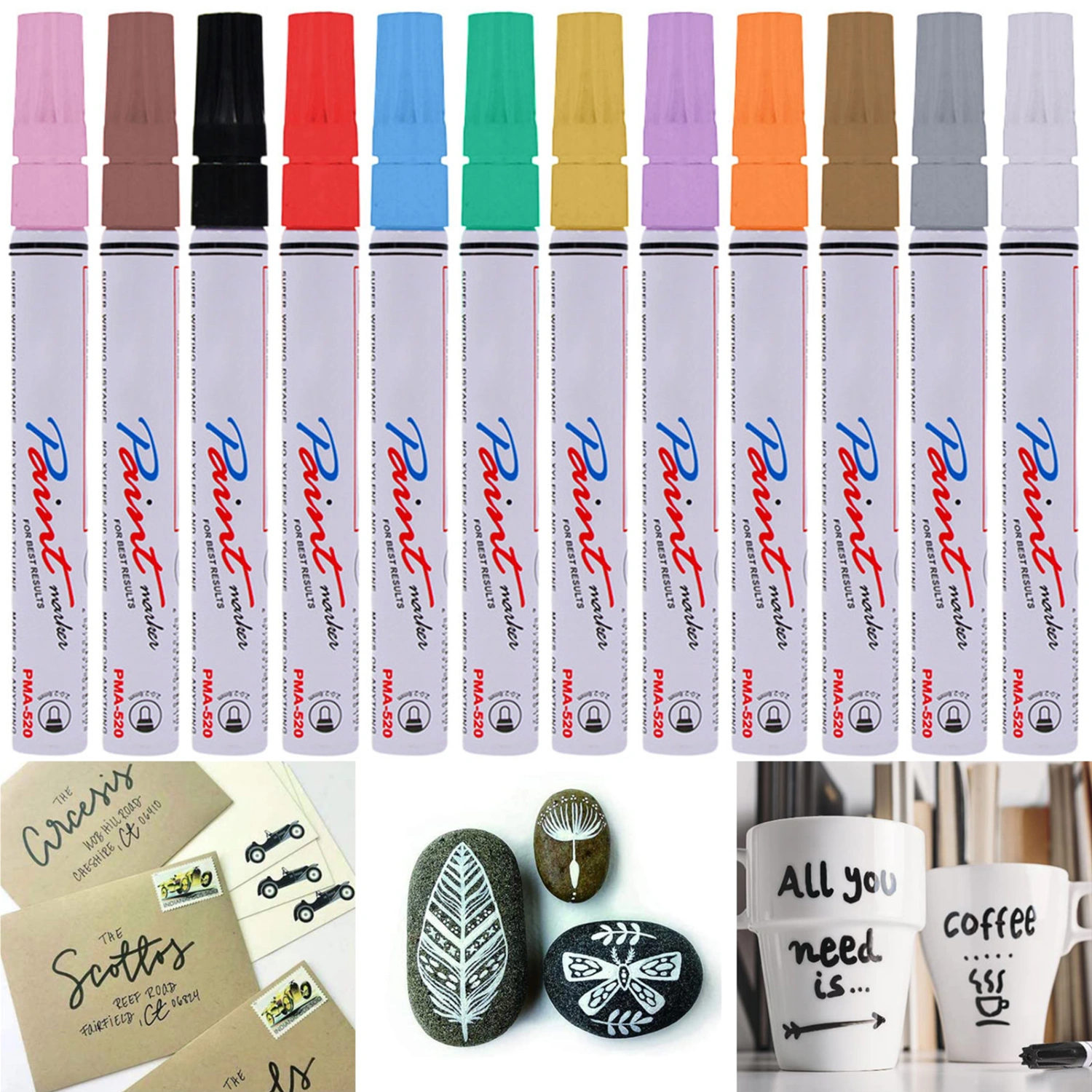 3Pcs Marker Pens Not Fading Strong Coverage Smooth Writing Special Fiber Nib Painting Car Wheel Tire Oily Painting Pens for Home