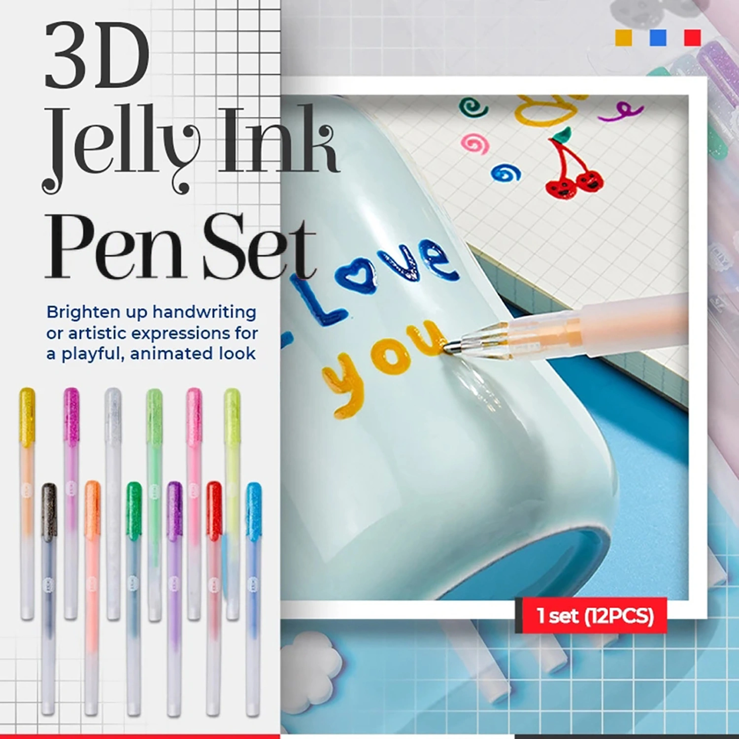 6Pcs Jelly Ink Pens DIY Glossy Painting Tool Colored Drawing Stationery Supplies