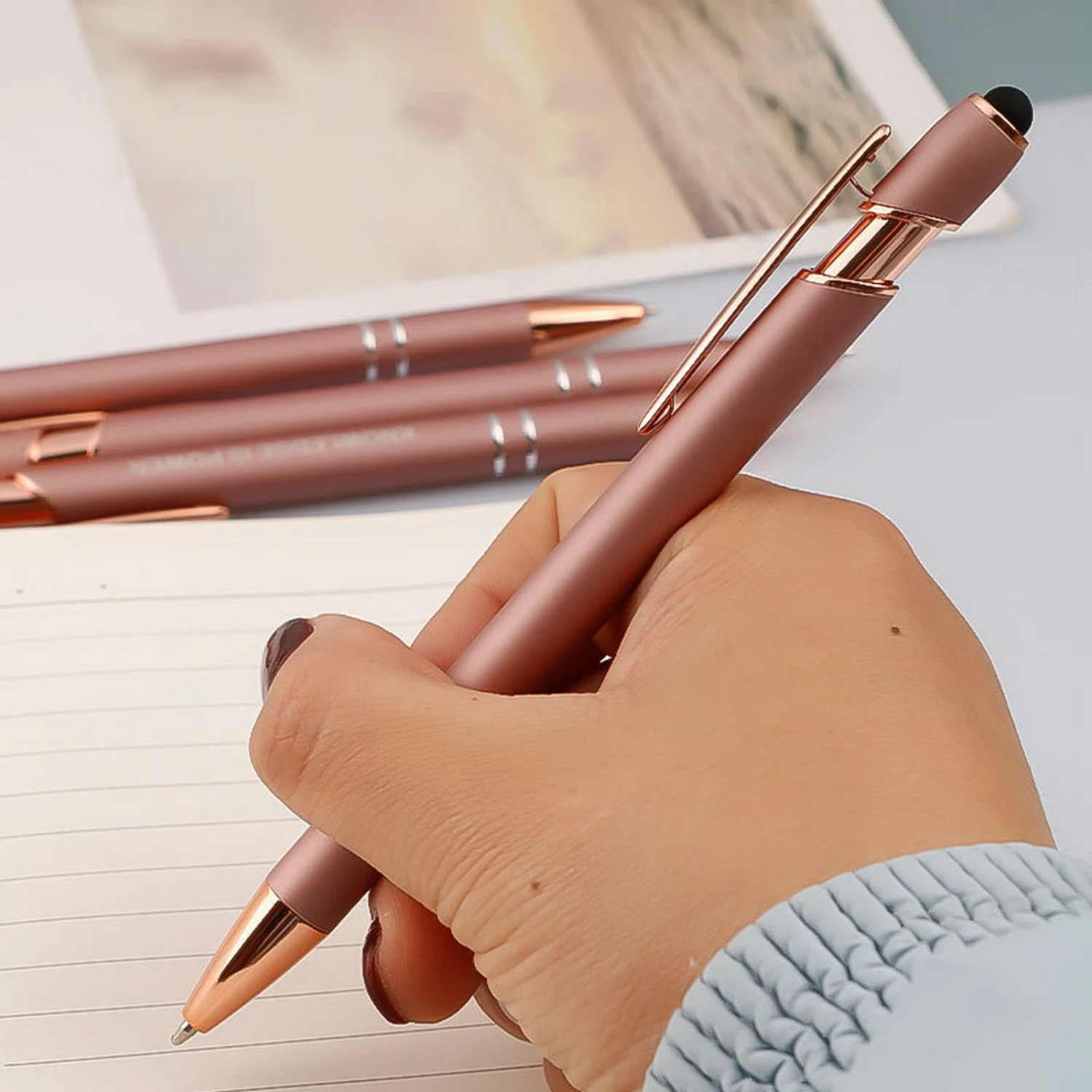 Ballpoint Pen Smooth Writing Press Type Pen-clip Metal Office Stationery Fine Ball Point Pen School Supplies