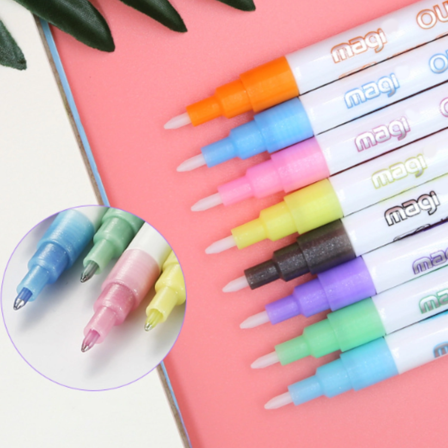 12Pcs Double Line Pens Not Fading Strong Adhesion DIY Bright Color Students Doodling Fluorescent Marker Pens for Household