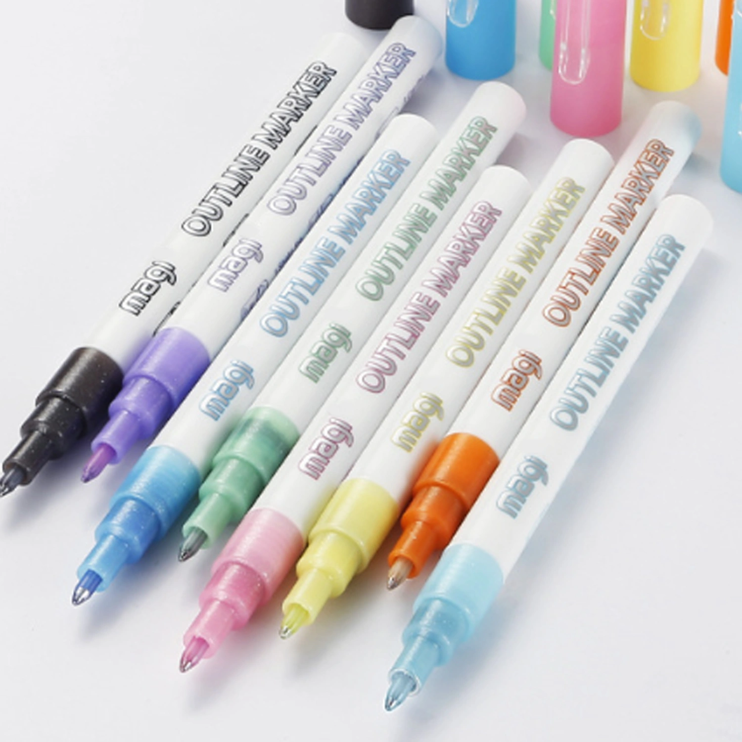 12Pcs Double Line Pens Not Fading Strong Adhesion DIY Bright Color Students Doodling Fluorescent Marker Pens for Household
