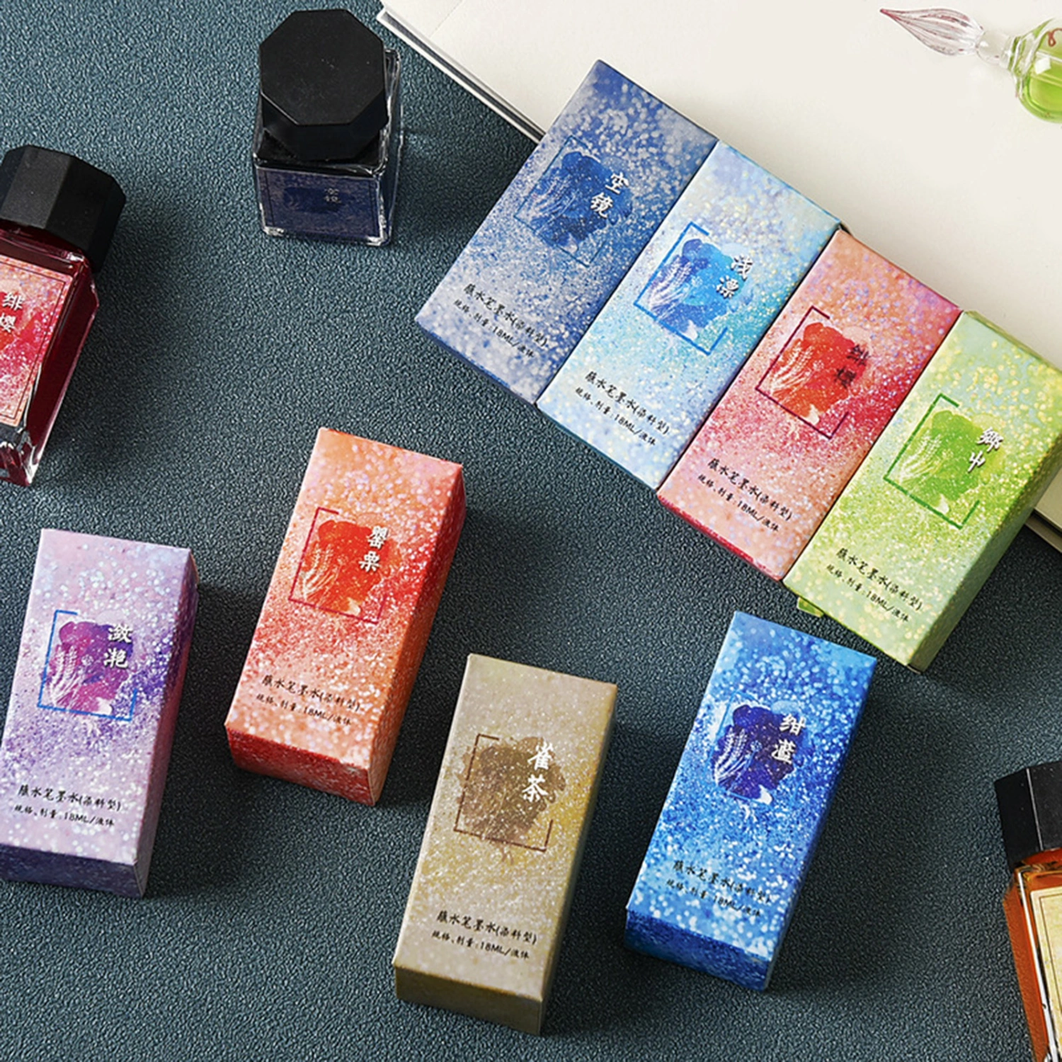 18ML Pen Ink Vibrant Colors Clean Handwriting Compact Glass Bottled Pen Ink for Writing