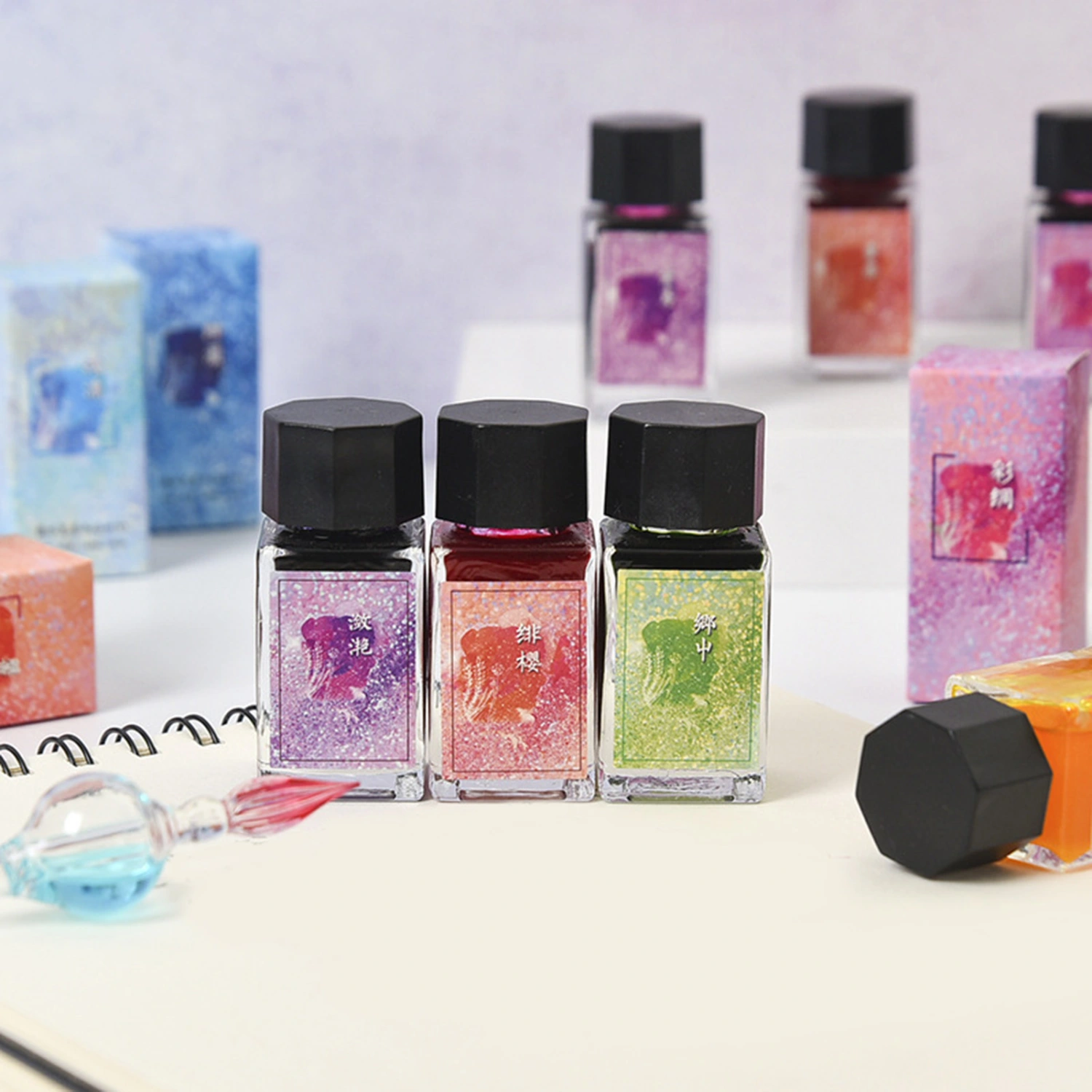 18ML Pen Ink Vibrant Colors Clean Handwriting Compact Glass Bottled Pen Ink for Writing