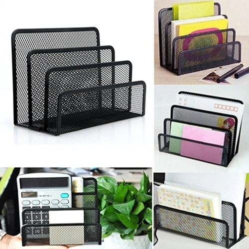 Black Mesh Letter Sorter Mail Business Document Tray Desk Office File Organiser Holder