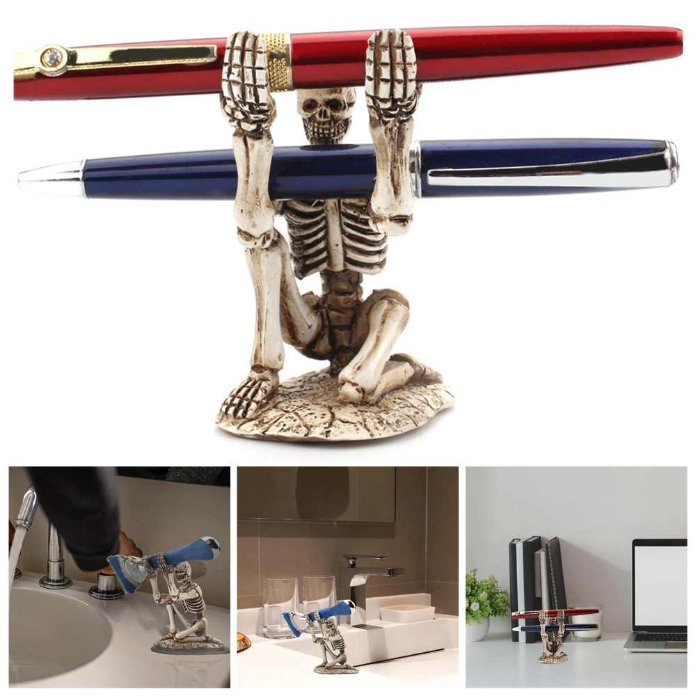 Pen Holder Creepy Skeleton Design Pen Storage Rack Resin Durable Space-Saving Desk Organizer for Home Office