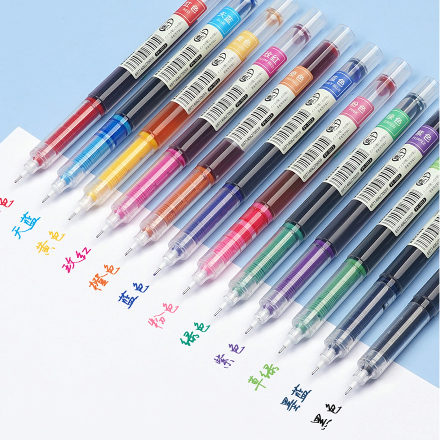12Pcs 12 Colors Gel Pens 0.5mm Nib Comfortable Grip Large Volume Extra Fine Point Rollerball Pens Office Supplies