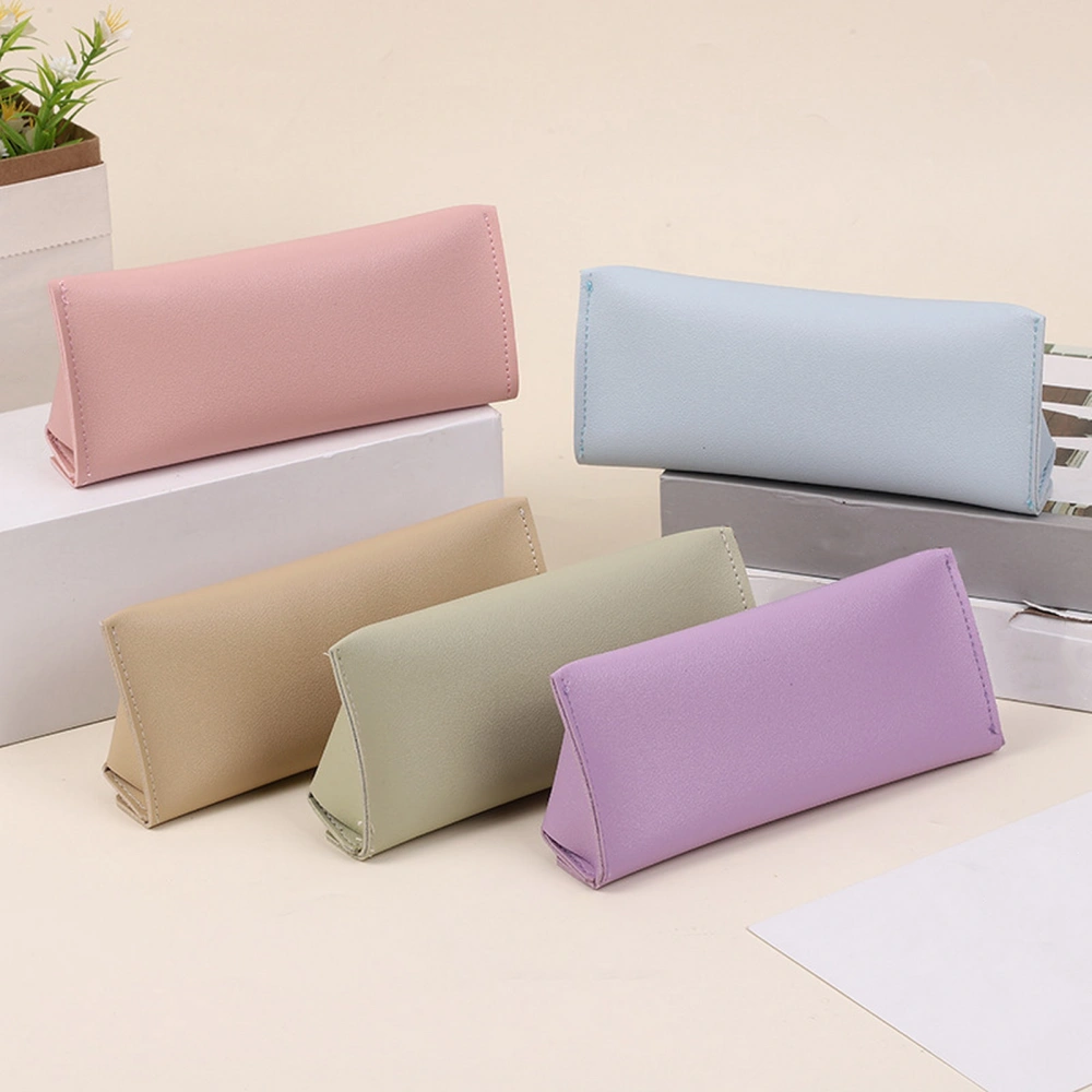 Magnetic Faux Leather Pencil Case Portable Office Culture Pen Bag Makeup Glasses Storage Easy to Carry Pencil Case