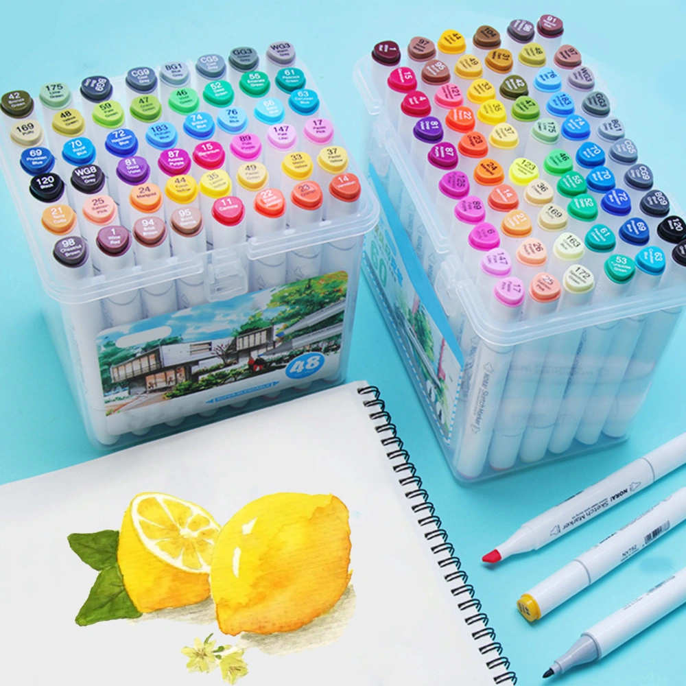 1 Set Creative Double Head Marker Set Multifunctional 12/24/36/48/60 Colors Highlighter Pen Portable Hand Account Planner Note-Taking Marker School Office Supplies 