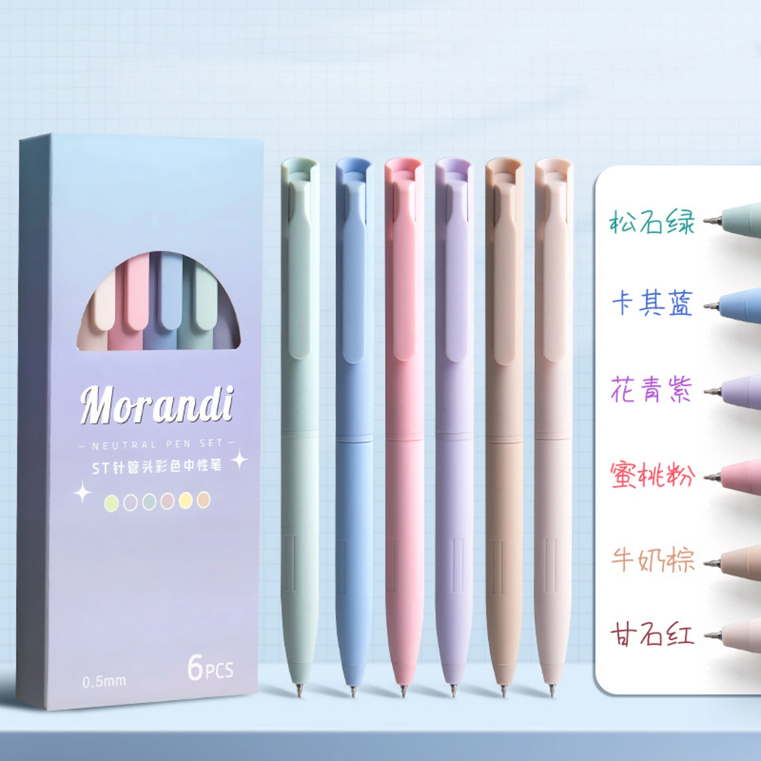 6Pcs 0.5mm Gel Pens Push Design Fine Point Fast Dry Comfort Grip Shock-proof Note Taking No Smudge Retractable Gel Ink Pens Office Use
