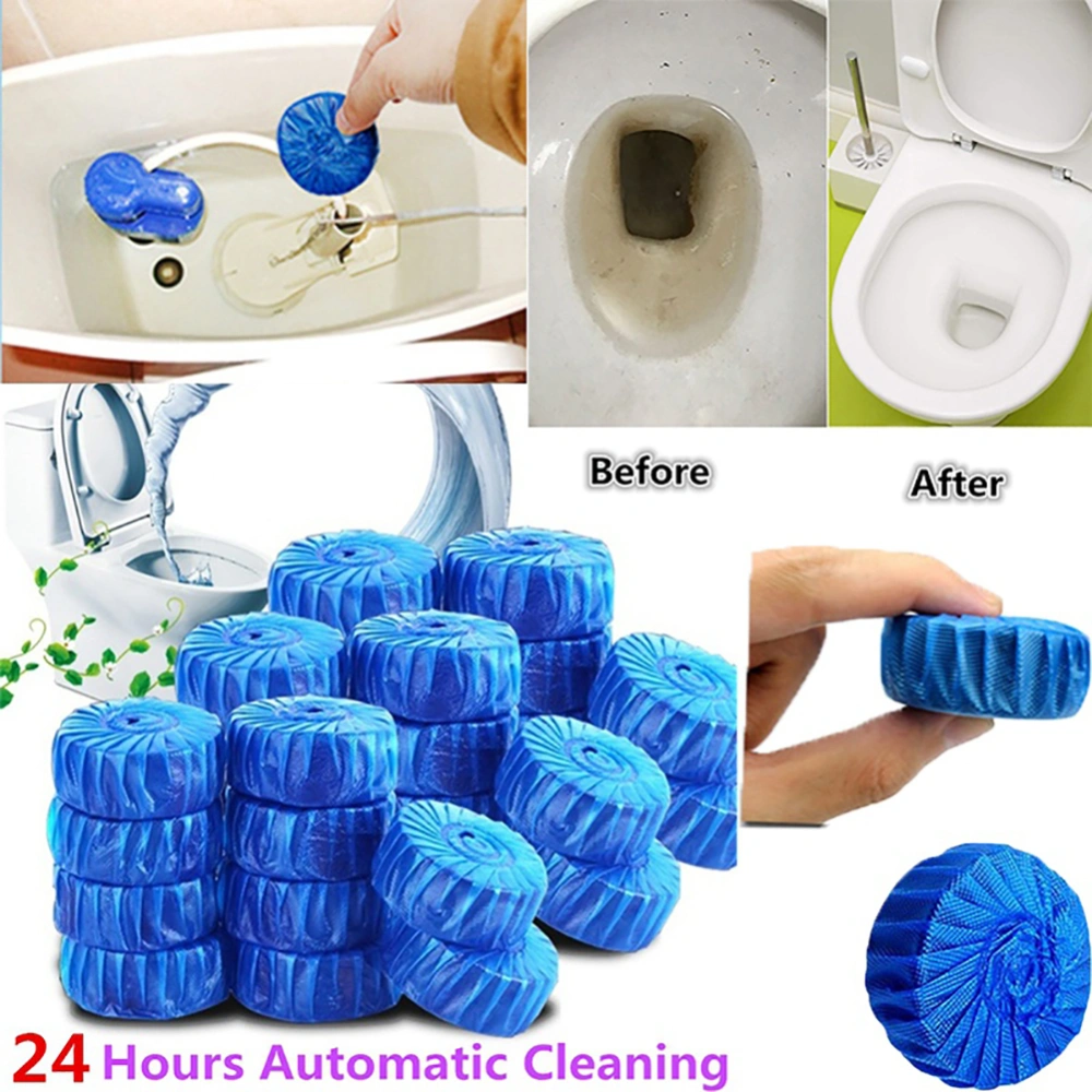 10Pcs Automatic Bleach Toilet Bowl Tank Stain Remover Blue Home Detergent Cleaner