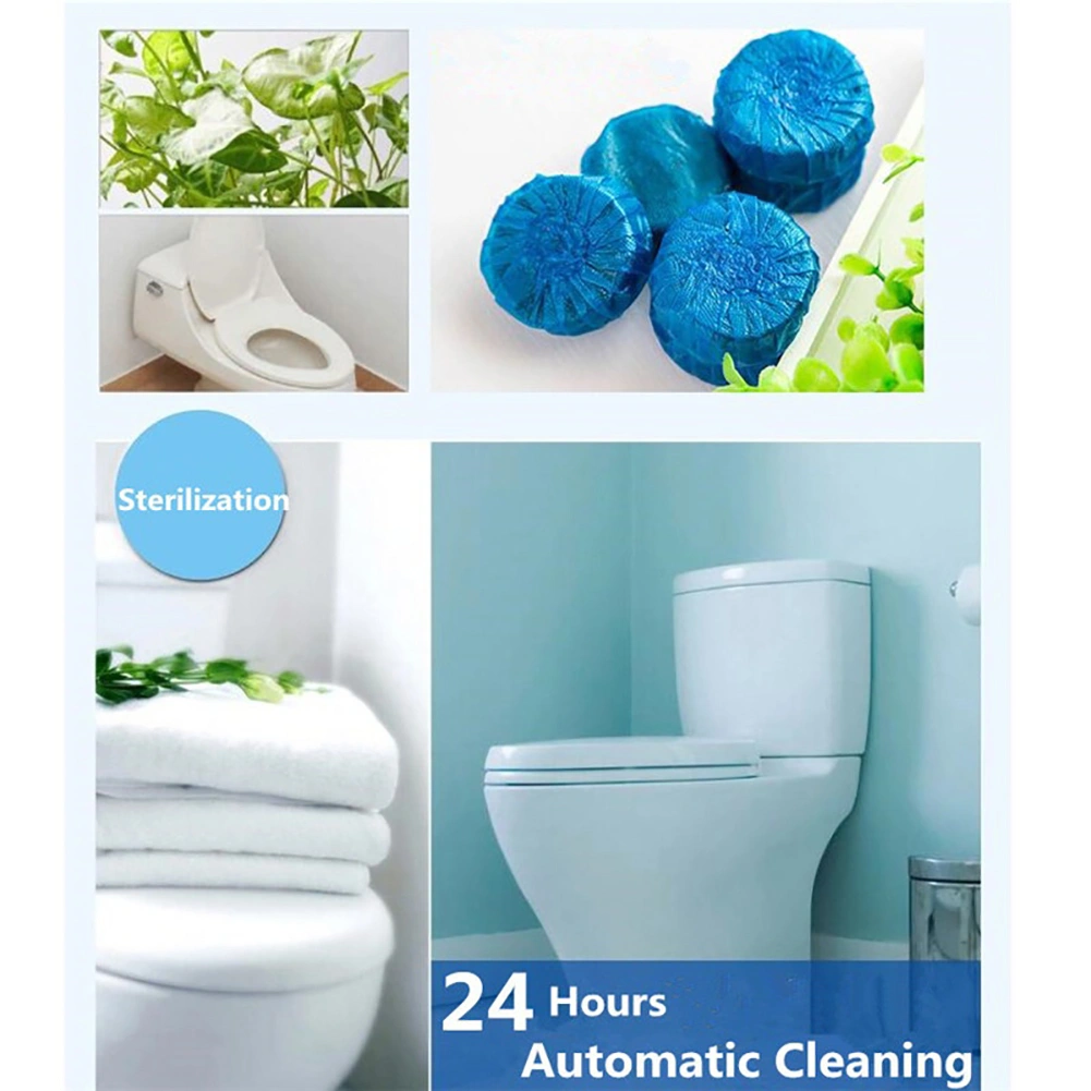 10Pcs Automatic Bleach Toilet Bowl Tank Stain Remover Blue Home Detergent Cleaner
