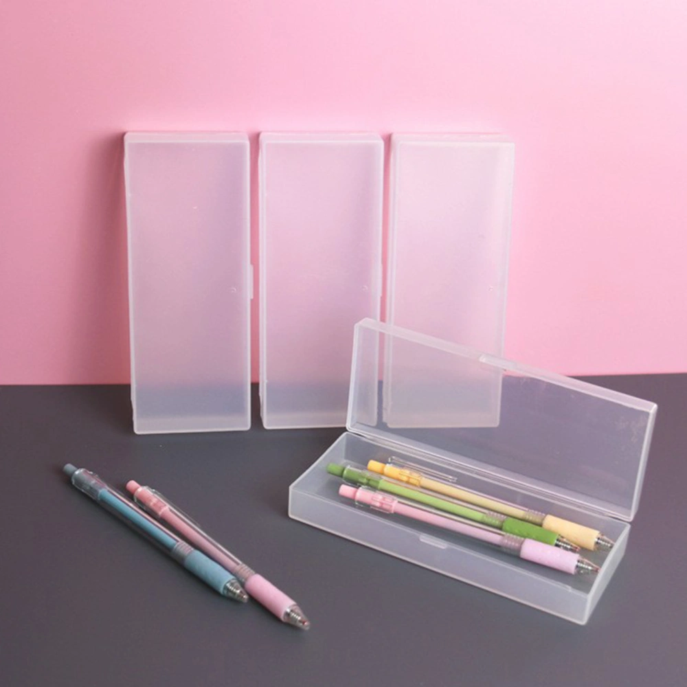 Plastic Pencil Box Large Capacity Transparent with Snap-Tight Lid Hard Pencil Box School Office Supplies